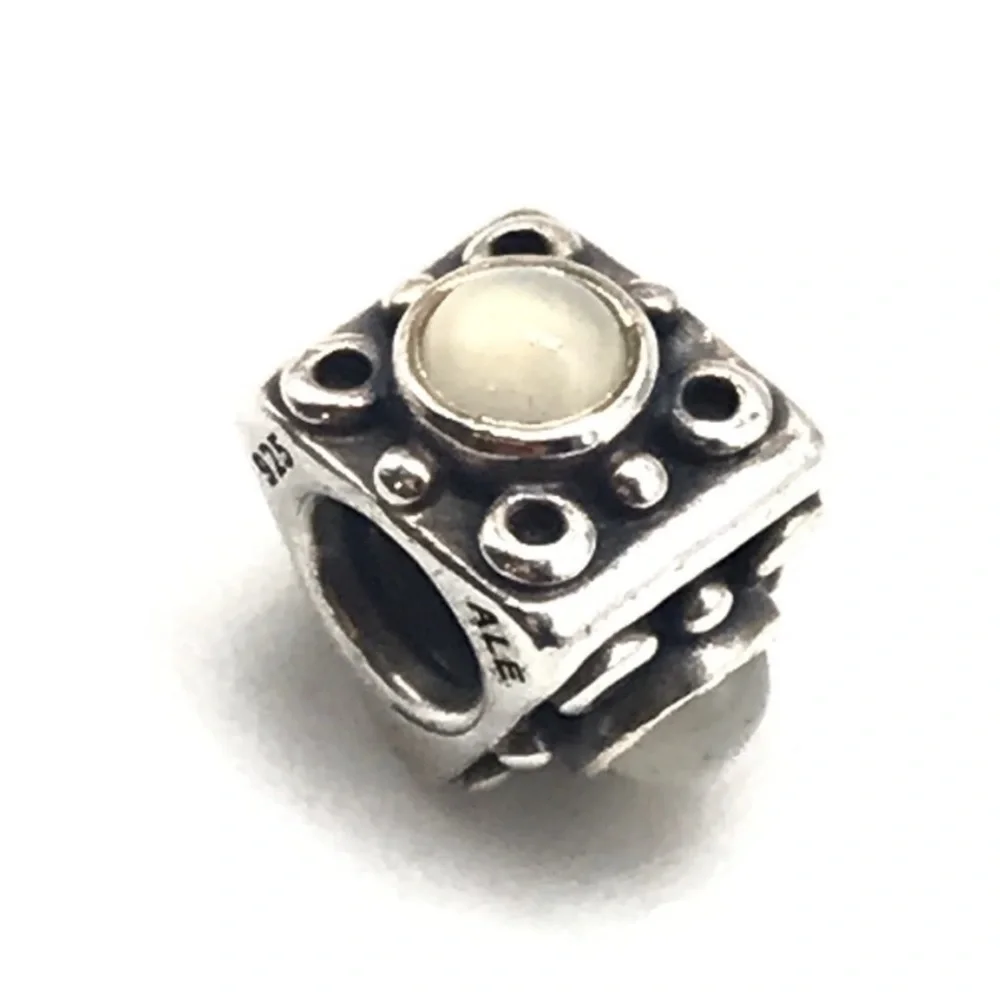 Pandora Retired Triangular Moonstone Triple 3 Sided Rare Bead Charm